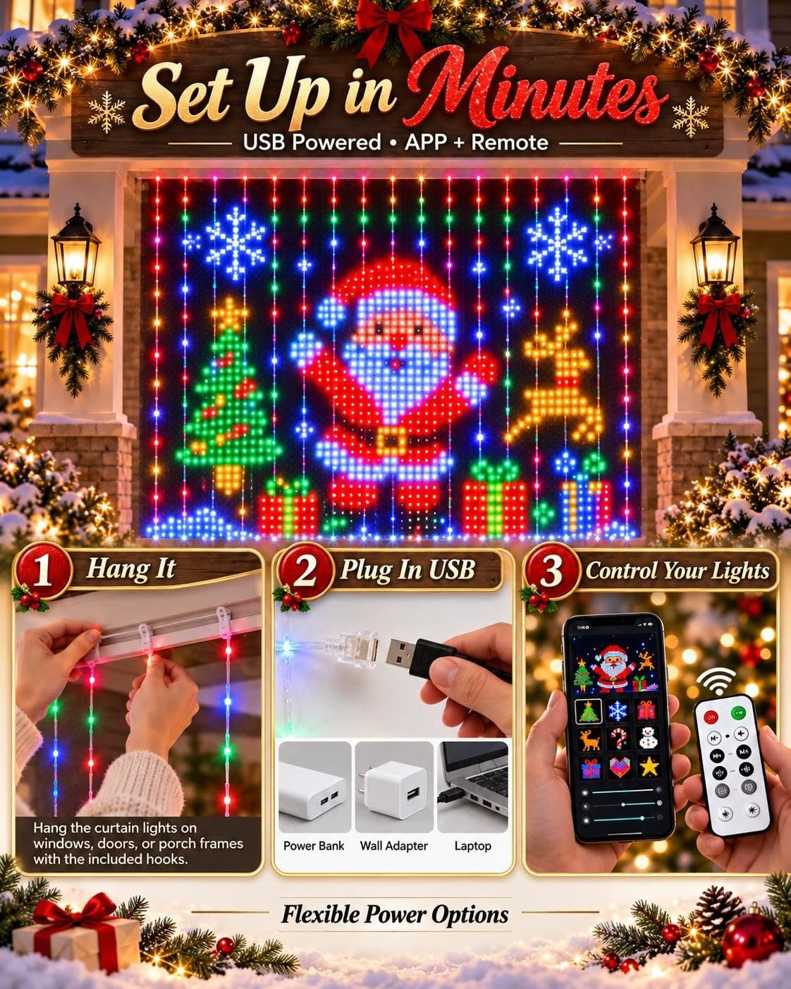 MIMIRGB® Curtain lights with APP Control, Music Sync, DIY Window Hanging Decor